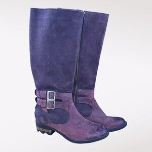 Sorel Suede Knee High Boots Zip Buckle Riding Tall Wine Size 8.5